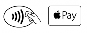 The symbols to look for in stores, apps and websites which indicates that Apple Pay is accepted